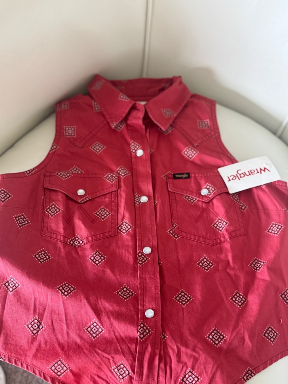 Wrangler Red Bandana-Print Sleeveless Western Shirt